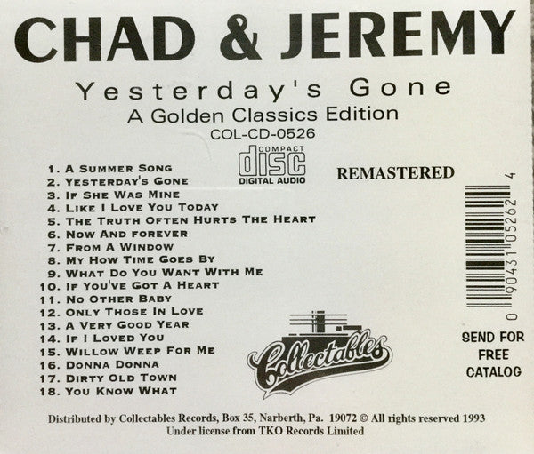 Chad & Jeremy : Sing For You - A Golden Classics Edition (CD, Comp, RP)