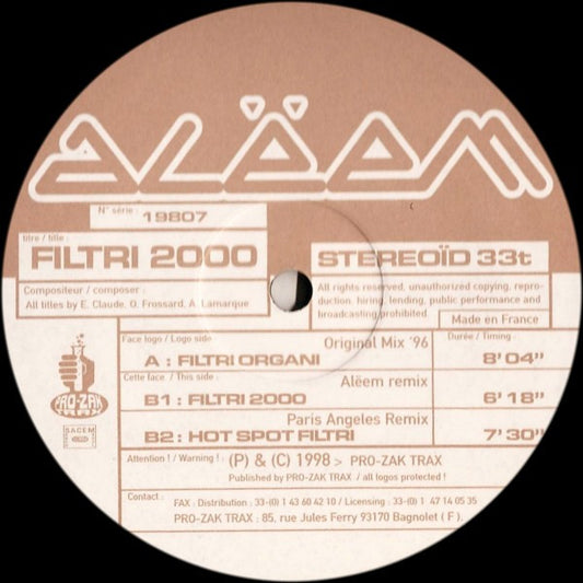 Alëem (2) : Filtri 2000 (12")