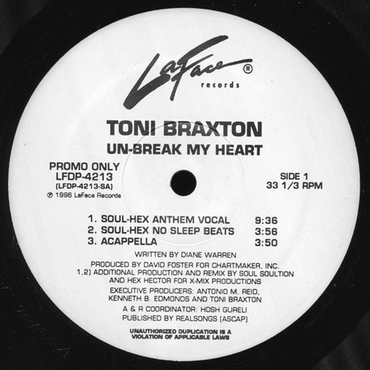 Toni Braxton : Un-Break My Heart (12", Promo)