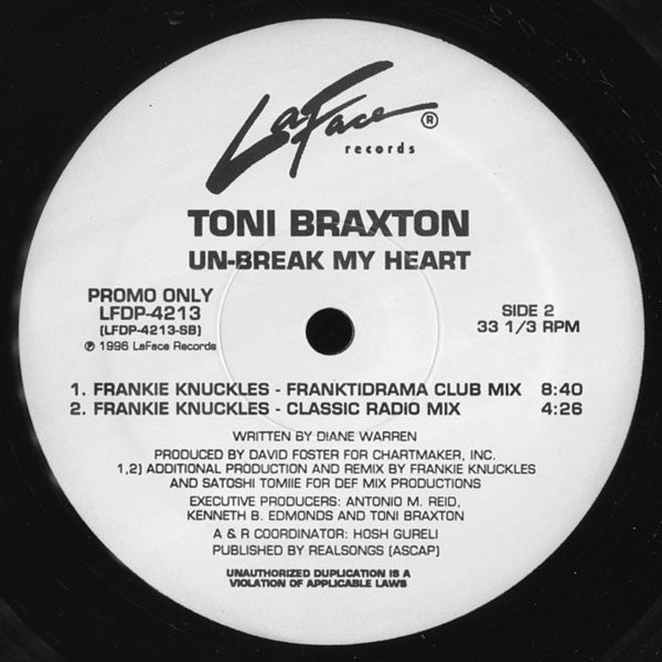 Toni Braxton : Un-Break My Heart (12", Promo)