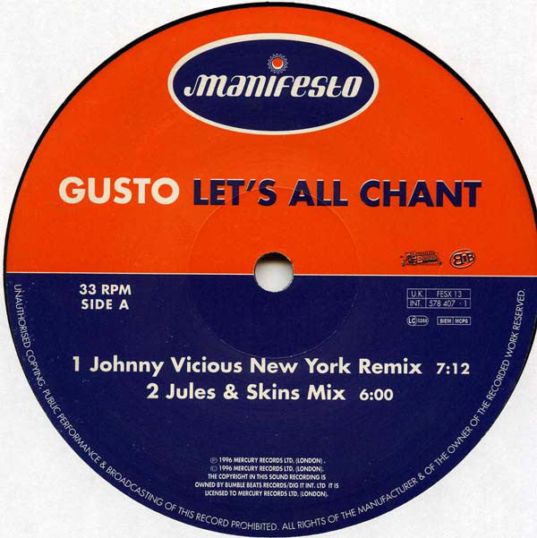 Gusto : Let's All Chant (12")