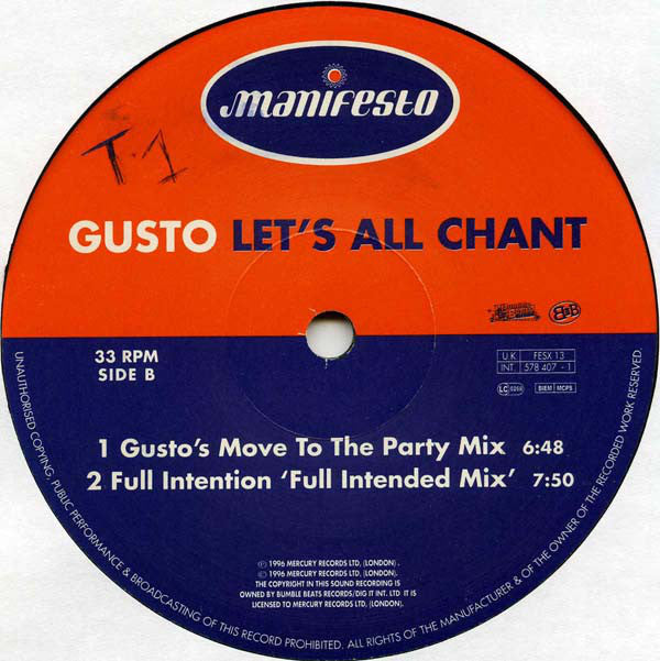 Gusto : Let's All Chant (12")