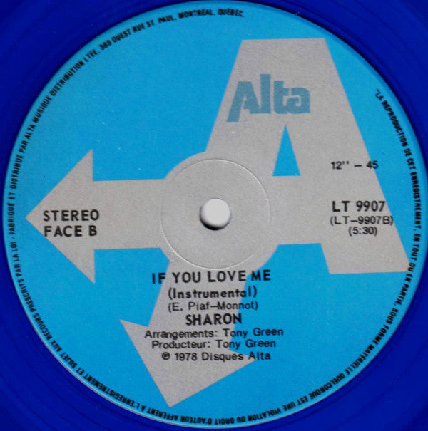 Sharon : If You Love Me (12", Blu)