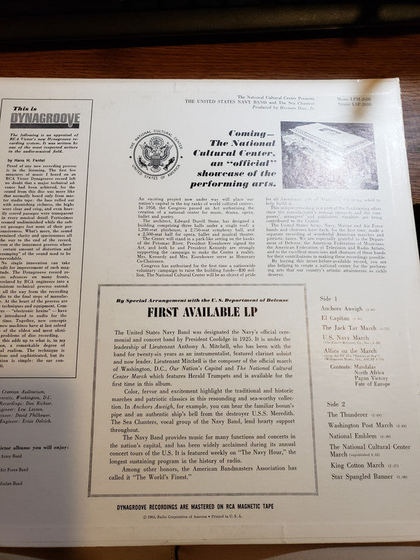 U.S. Navy Band And U.S. Navy Sea Chanters : John F. Kennedy Center For The Performing Arts Presents The United States Navy Band And The Sea Chanters (LP, Album)