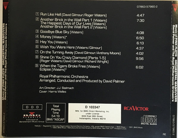 David Palmer (2) And The Royal Philharmonic Orchestra : Music Of Pink Floyd (Orchestral Maneuvers) (CD, Album, Club, RE, BMG)