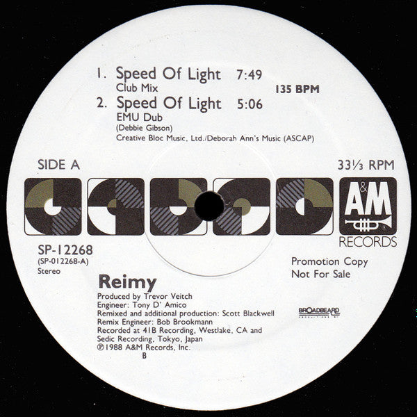 Reimy : Speed Of Light (12", Promo)