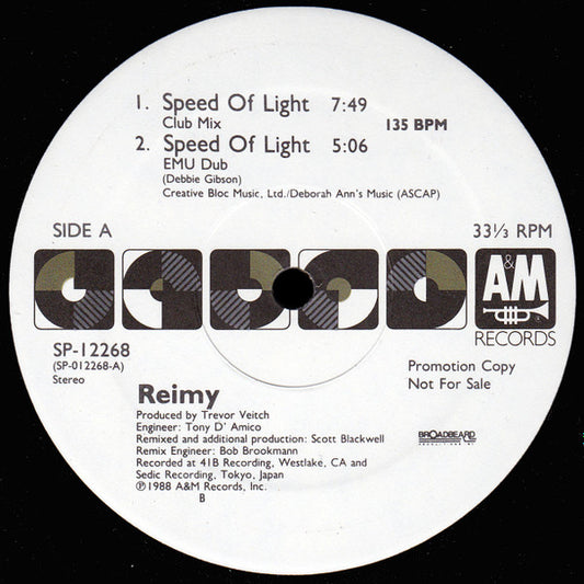 Reimy : Speed Of Light (12", Promo)