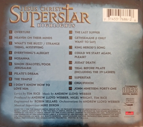 Tim Rice, Andrew Lloyd Webber : Highlights From Jesus Christ Superstar (CD)