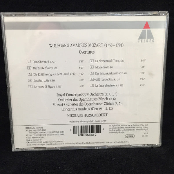 Wolfgang Amadeus Mozart - Concertgebouworkest, Zurich Opera Orchestra, Mozartorchester Des Opernhauses Zürich, Concentus Musicus Wien, Nikolaus Harnoncourt : Overtures (CD, Comp)