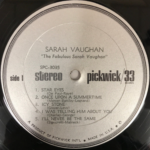 Sarah Vaughan : The Fabulous Sarah Vaughan (LP)