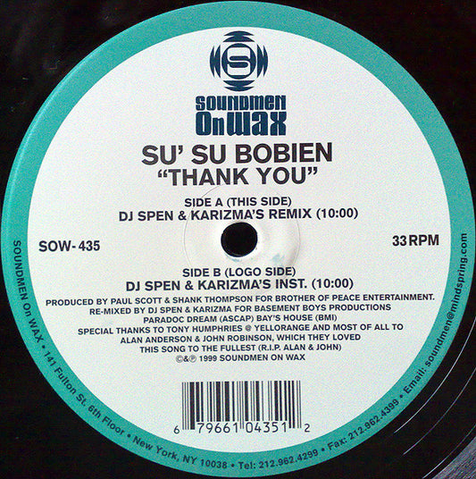 Su Su Bobien : Thank You (DJ Spen & Karizma Remixes) (2x12")