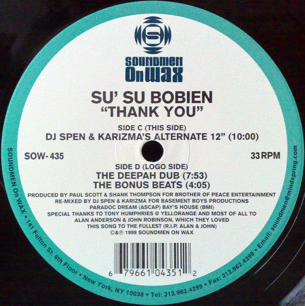 Su Su Bobien : Thank You (DJ Spen & Karizma Remixes) (2x12")