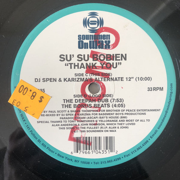 Su Su Bobien : Thank You (DJ Spen & Karizma Remixes) (2x12")