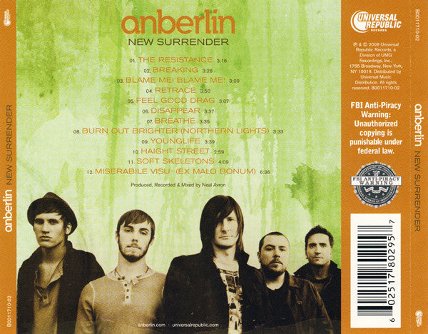 Anberlin : New Surrender (CD, Album)