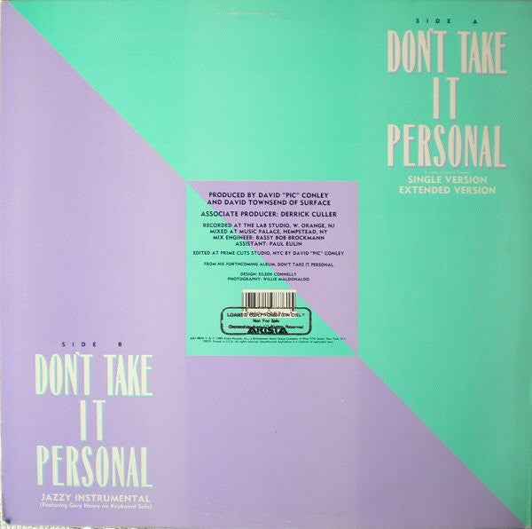 Jermaine Jackson : Don't Take It Personal (12", Single)