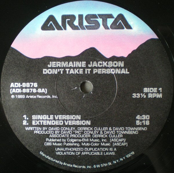 Jermaine Jackson : Don't Take It Personal (12", Single)