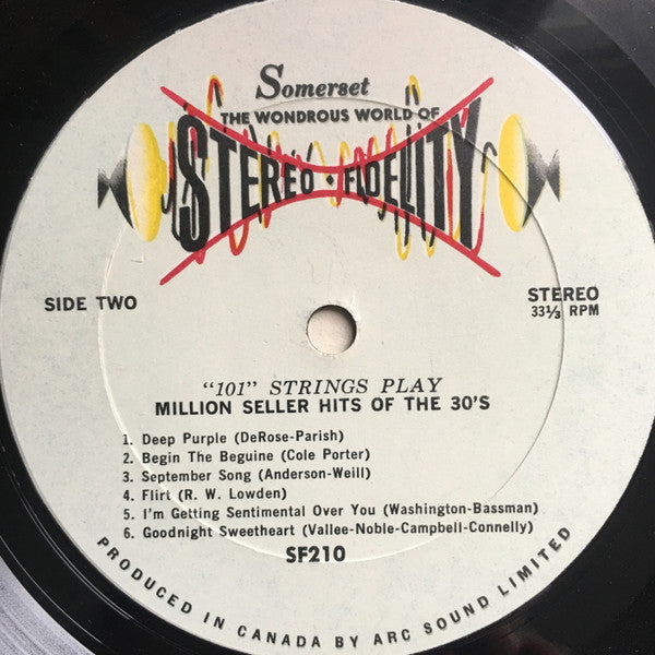 101 Strings : Million Seller Hit Songs Of The 30's (LP)