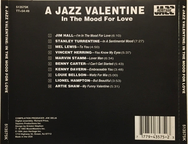 Various : A Jazz Valentine: In The Mood For Love (CD, Comp)