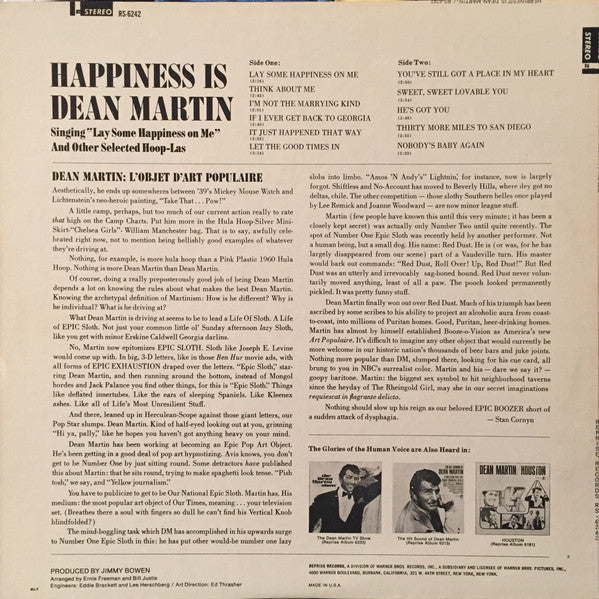 Dean Martin : Happiness Is Dean Martin (LP, Album, RE, Ind)