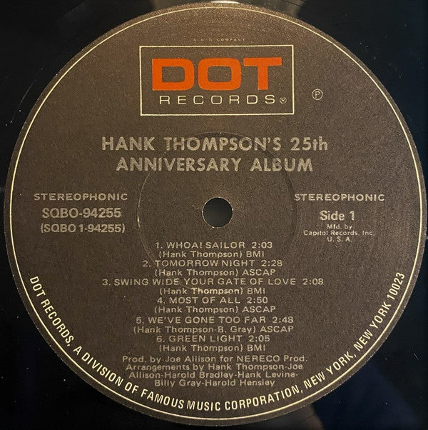 Hank Thompson : 25th Anniversary Album (2xLP, Comp, Club)