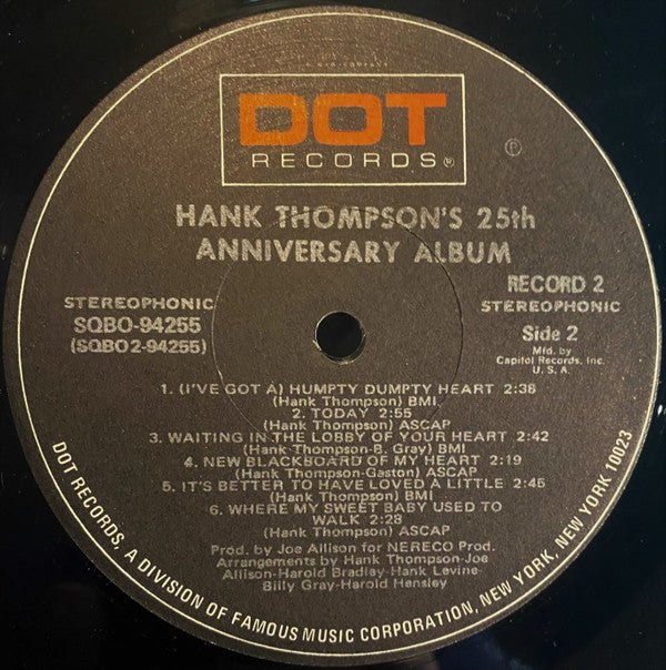 Hank Thompson : 25th Anniversary Album (2xLP, Comp, Club)