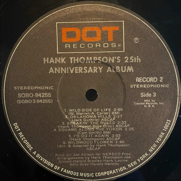 Hank Thompson : 25th Anniversary Album (2xLP, Comp, Club)