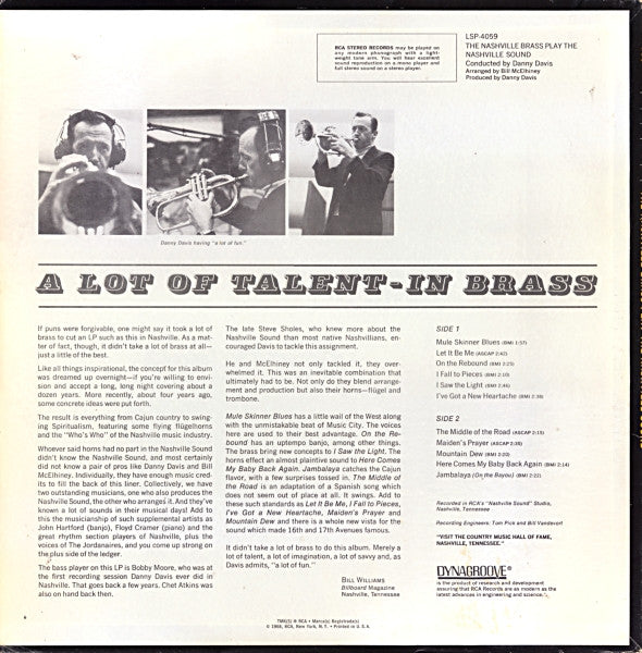 Danny Davis & The Nashville Brass : The Nashville Brass Play The Nashville Sound (LP, Album)