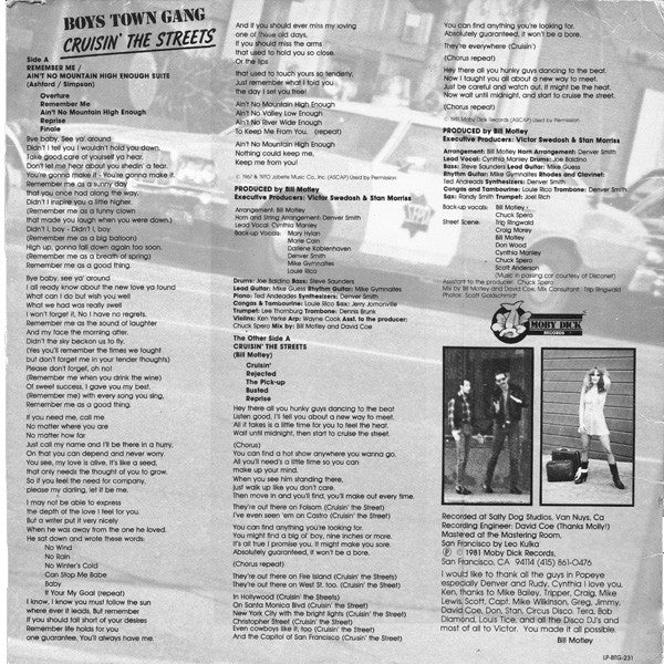 Boys Town Gang : Cruisin' The Streets (LP, Album, RE)