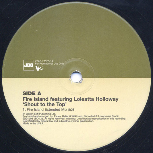 Fire Island Featuring Loleatta Holloway : Shout To The Top (2x12", Promo)