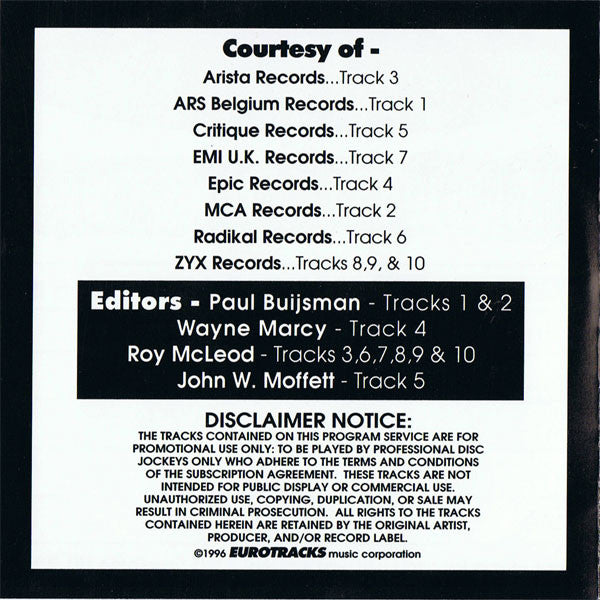 Various : Eurotracks Mixes Issue Sixteen (16) (CD, Comp, Promo)