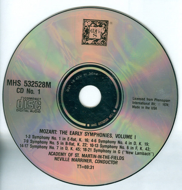 Wolfgang Amadeus Mozart - The Academy Of St. Martin-in-the-Fields, Sir Neville Marriner : The Early Symphonies, Volume 1 (3xCD, RE)