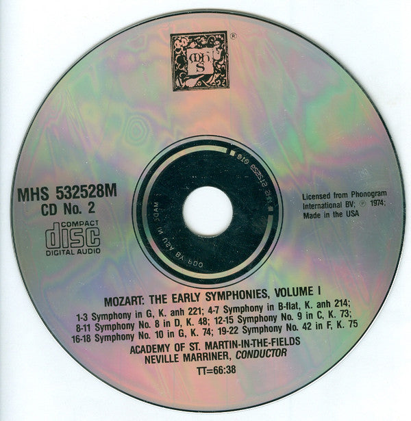 Wolfgang Amadeus Mozart - The Academy Of St. Martin-in-the-Fields, Sir Neville Marriner : The Early Symphonies, Volume 1 (3xCD, RE)
