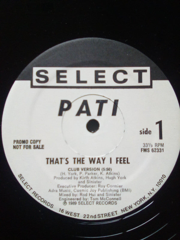 Pati (6) : That's The Way I Feel (12", Promo)
