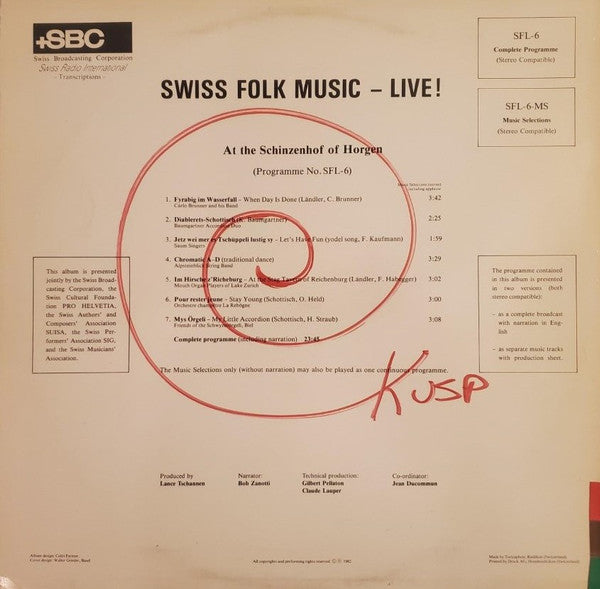 Various : Swiss Folk Music - Live! (LP, Transcription)