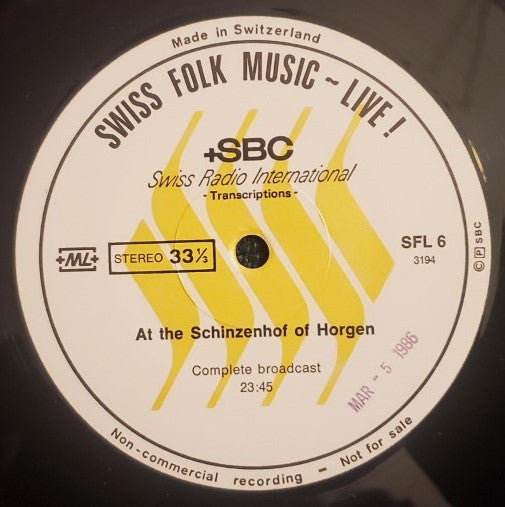 Various : Swiss Folk Music - Live! (LP, Transcription)