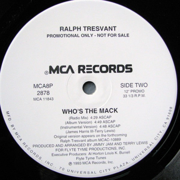 Ralph Tresvant : Who's The Mack (12", Promo)