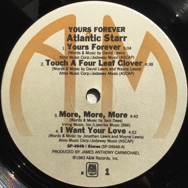 Atlantic Starr : Yours Forever (LP, Album, R)