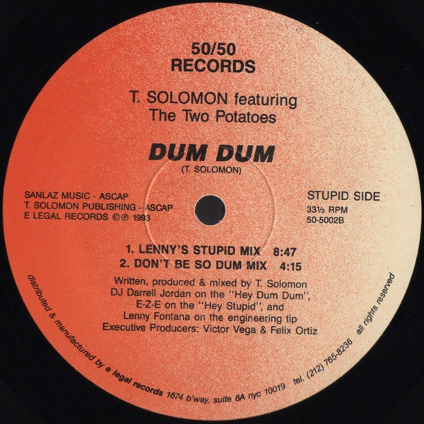 T. Solomon (3) Featuring The Two Potatoes : Dum Dum (12")