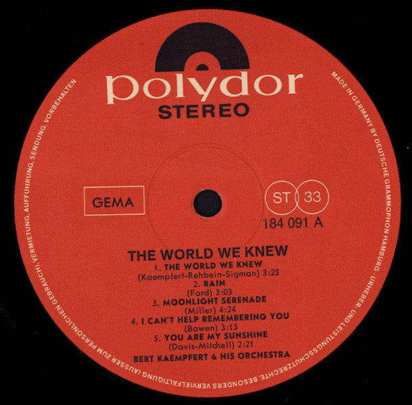 Bert Kaempfert & His Orchestra : The World We Knew (LP, Album)