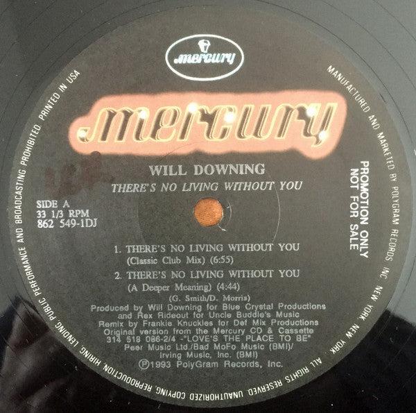 Will Downing : There's No Living Without You (12", Promo)