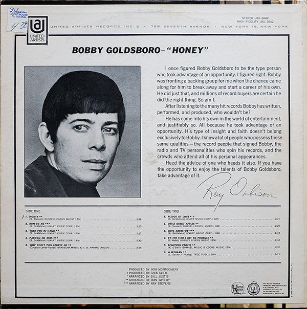 Bobby Goldsboro : Honey (LP, Album)