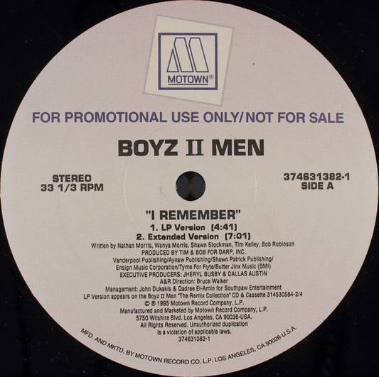 Boyz II Men : I Remember (12", Promo)