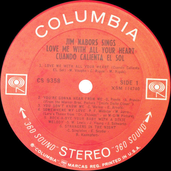 Jim Nabors : Jim Nabors Sings Love Me With All Your Heart (LP, Album)