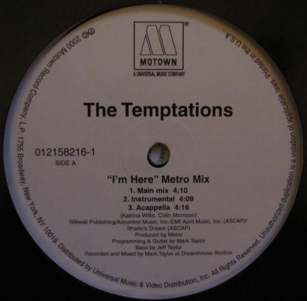 The Temptations : I'm Here (Metro Mix) (12")