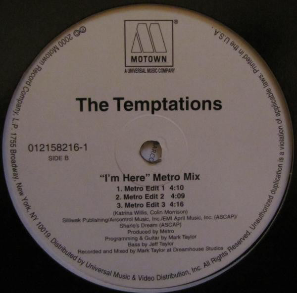 The Temptations : I'm Here (Metro Mix) (12")