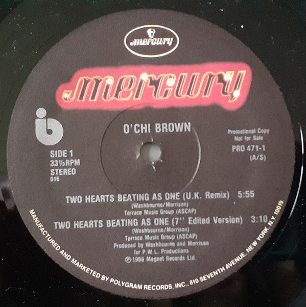 O'Chi Brown : Two Hearts Beating As One (12", Promo)