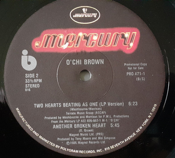 O'Chi Brown : Two Hearts Beating As One (12", Promo)