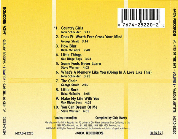 Various : #1 Hits Of The 80's: Volume 1 (CD, Comp)