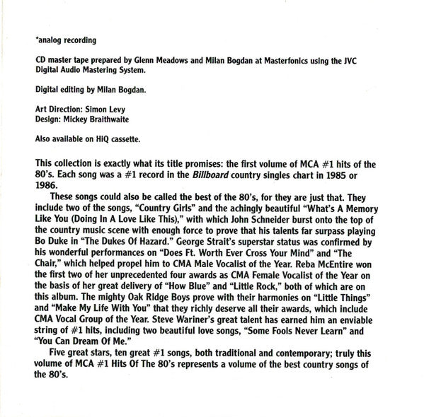 Various : #1 Hits Of The 80's: Volume 1 (CD, Comp)