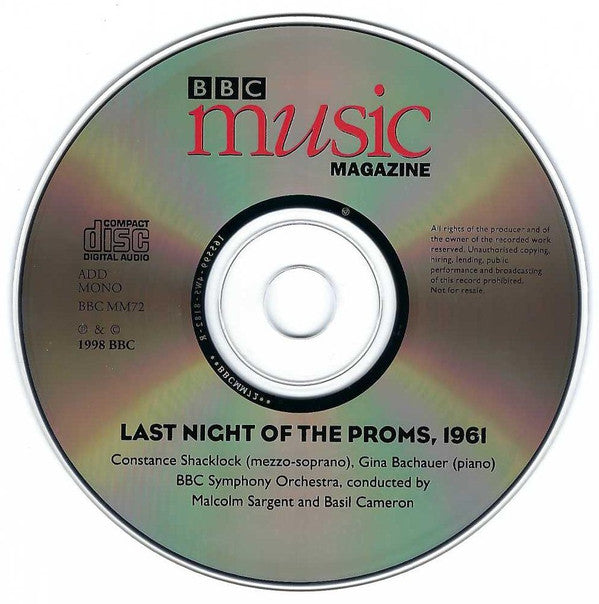 Sir Malcolm Sargent Conducts The BBC Symphony Orchestra : Last Night Of The Proms, 1961 (CD, Album, Mono, Enh, RE, RM)